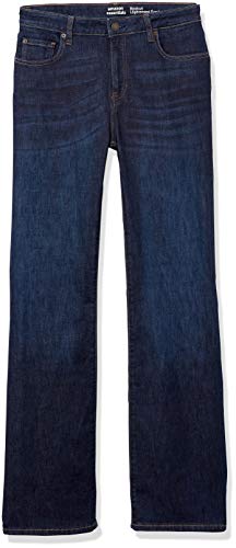 Amazon Essentials Women's Mid-Rise Stretchy Slim Bootcut Jeans, Dark Wash, 4 Short