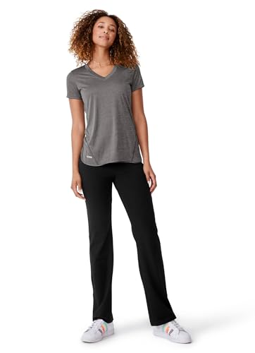 Jockey Women's Activewear Cotton Stretch Slim Bootleg Pant, Black, XL