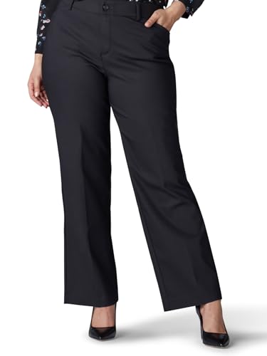 Lee Women's Plus Size Ultra Lux Comfort with Flex Motion Trouser Pant Black 18W Medium, 18, 48551