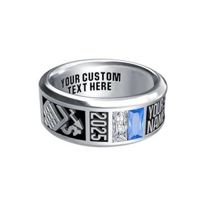 MEIDERBO Personalized Class Ring High School College Custom Birthstone Rings 925 Sterling Silver Engraved 2025 Graduation Jewelry Gifts for Men Size 4-15
