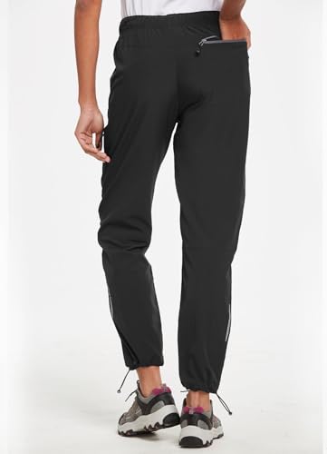 baleaf Women's Hiking Pants Quick Dry Water Resistant Lightweight Joggers Pant for All Seasons Elastic Waist Black Size M