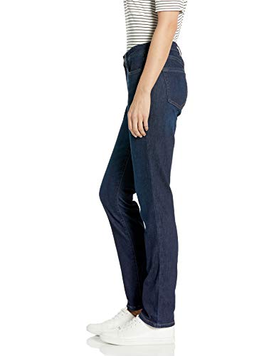 Amazon Essentials Women's Mid Rise Slim Straight Jean, Dark Wash, 12