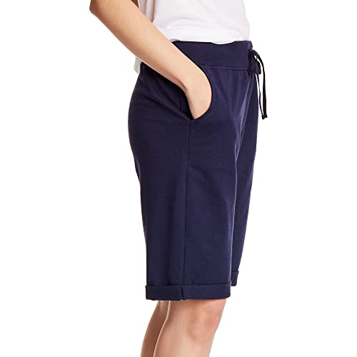 Hanes Womens French Terry Bermuda Athletic-shorts, Navy, X-Large US