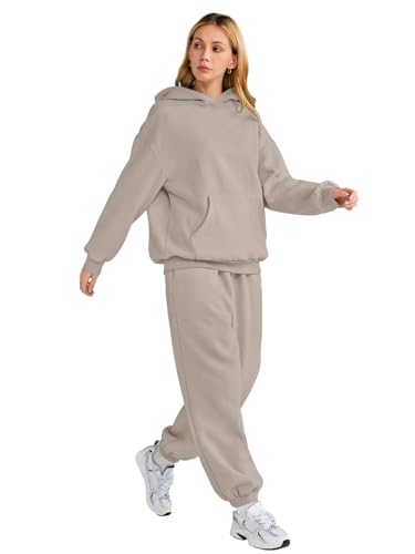 AUTOMET Women 2 Piece Outfits 2026 Plus Size Fall Vacation Fashion Lounge Set Airport Travel Pants Leisure Winter Clothes Sweatsuits CoffeeGrey M