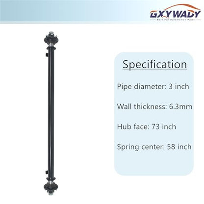 GXYWADY 6 Lug 5.5 Inch 6000Lbs Trailer Axle 73 Inch Hub Face 58 Inch Spring Center
