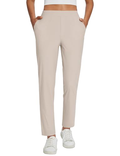 baleaf Womens Khaki Work Pants Lightweight Dressy Golf Pants Stretch with Pockets Petite Travel Business Casual L