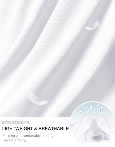 Women's Workout Tops Racerback Athletic Tank Tops Sleeveless Loose Fit Yoga Running Gym Shirts for Women(White,M)