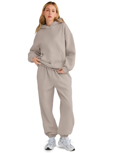 AUTOMET Women 2 Piece Outfits 2026 Plus Size Fall Vacation Fashion Lounge Set Airport Travel Pants Leisure Winter Clothes Sweatsuits CoffeeGrey M