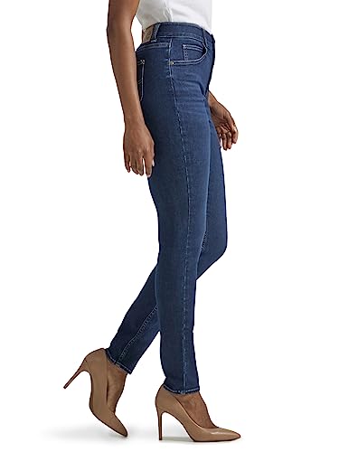 Lee Womens Ultra Lux Comfort with Flex Motion High Rise Skinny Jeans, Deepest Dark, 16 US