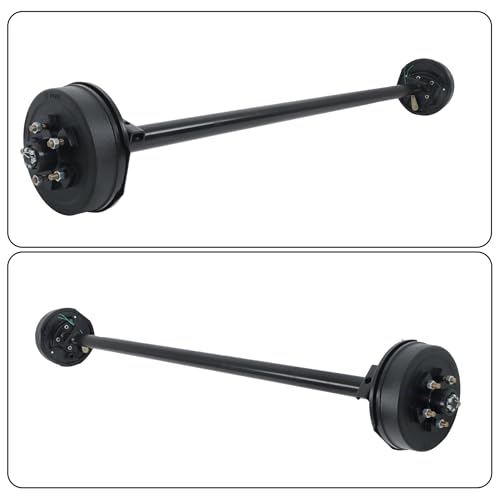 Thomletha 3500lbs Capacity Trailer Electric Brake Axle 5 Lug-4.5 inch Trailer Axle 85 inch Hub Face 70 inch Spring Center