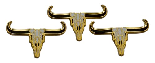 Novel Merk Cowboy & Rancher – Icons Lapel Pin, Hat Pin & Tie Tack Set - with Clutch Back (3-Longhorn Skull)