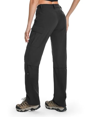 Moosehill Women's Hiking Pants Lightweight Quick Dry Water Resistant Cargo Travel Work Summer Pants for All Seasons (Black,14)