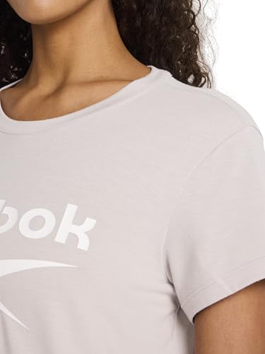 Reebok Women’s HD Crewneck T-Shirt, Standard Fit, Lightweight Stretch Poly Soft Jersey Fabric, Ashes of Rose, Medium
