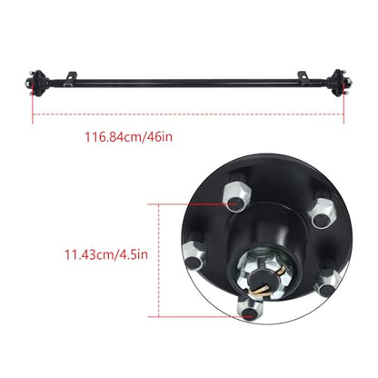 Thomletha Trailer Axle 2000 lbs Axle Beam 5 Lug Trailer Axle 61 inch Hub Face 46 inch Spring Center