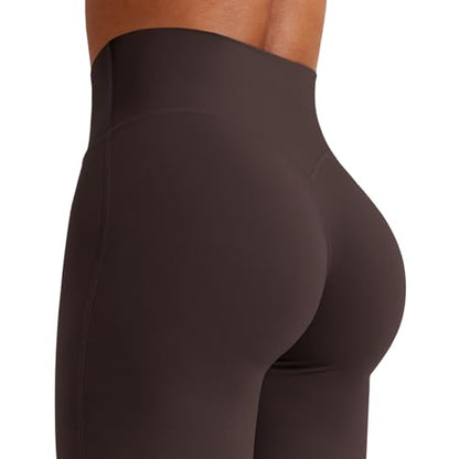 YEOREO Workout Leggings Womens No Front Seam Straight Leggings 31.5" High Waist Buttery Eddiy Gym Yoga Pants Dark Brown S