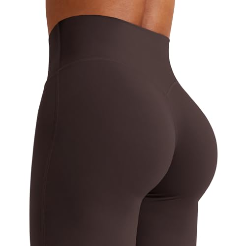 YEOREO Workout Leggings Womens No Front Seam Straight Leggings 31.5" High Waist Buttery Eddiy Gym Yoga Pants Dark Brown S