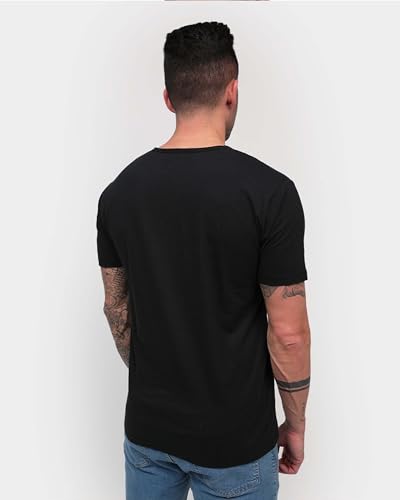 INTO THE AM Premium 3 Pack Henley Shirts for Men - Casual Short Sleeve Modern Slim Fit Logo T-Shirt Multipack Tee - Branded (Black/Black/Black, XX-Large)