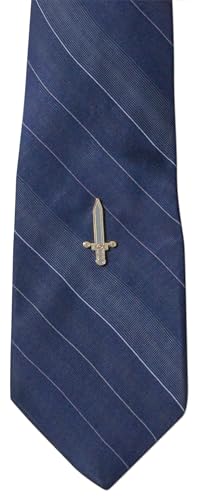Novel Merk Sword, Shield, & Other – Medieval Armor Lapel Pin, Hat Pin & Tie Tack Set - with Clutch Back (3- Sword), Medium, White Gray Red