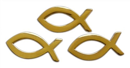 Novel Merk Christian Cross Icon Religious Lapel Pin, Hat Pin & Tie Tack Set with Clutch Back (3- Fish Ichthys), 1 Inch