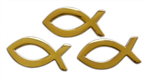 Novel Merk Christian Cross Icon Religious Lapel Pin, Hat Pin & Tie Tack Set with Clutch Back (3- Fish Ichthys), 1 Inch