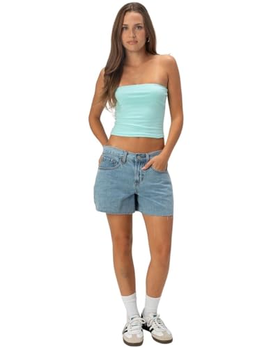 Rsq Womens Low Rise Baggy Carpenter Shorts, Light Wash, 27