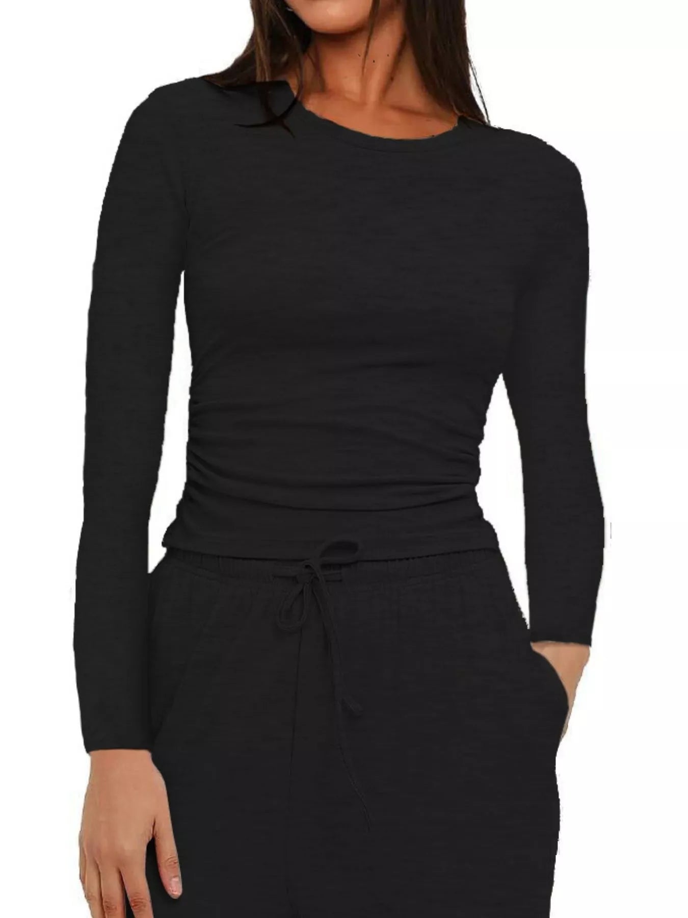 Full Size Casual Long Sleeve Top and Pants Set Plus Size