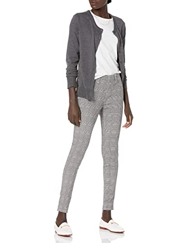 Amazon Essentials Women's Pull-On Mid Rise Stretchy Knit Jegging (Available in Plus Size), Black Grey Glen Plaid, Large