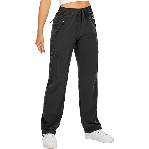 Toomett Women's Hiking Cargo Pants Quick Dry UPF50+ Outdoor Pants for Women Fishing Safari Travel Stretchy Pants with Pockets,6608,Black,L