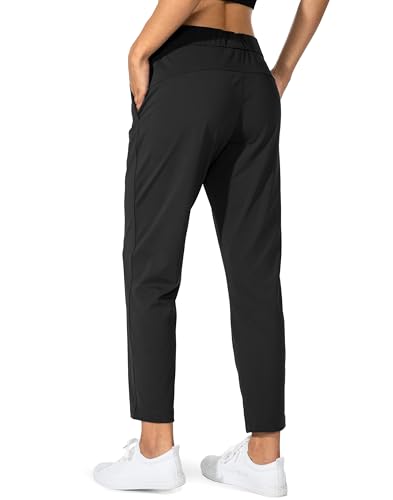 G Gradual Women's Pants with Deep Pockets 7/8 Stretch Sweatpants for Women Athletic, Golf, Lounge, Work (Black, Medium)