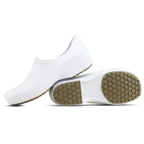 Sticky SSW-US-BCA-8 Nursing Shoes Women - Chefs - Kitchen - Nurses - Clogs for Work - Waterproof Non Slip (White, 8)