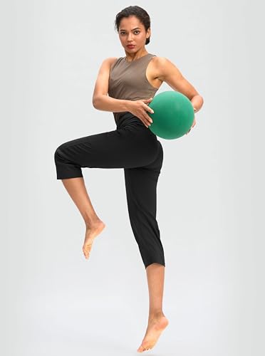 G Gradual Capri Pants for Women High Waist Workout Yoga Pants with Pockets Tummy Control Leggings Crop Straight(Black,L)