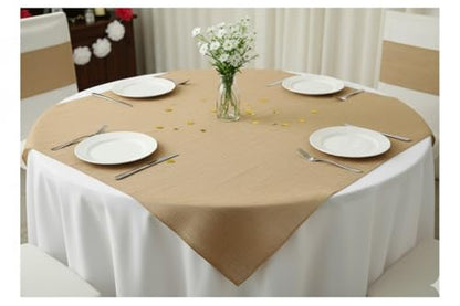 AAYU Brand Premium Burlap Fabric Squares | 40 Inch by 40-inches Square, Finished Edges Table Topper Eco-Friendly,Light Weave Great for Rustic Dining Table Setting 40" X 40"