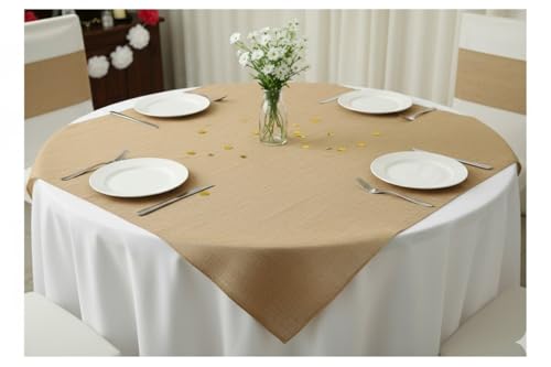 AAYU Brand Premium Burlap Fabric Squares | 40 Inch by 40-inches Square, Finished Edges Table Topper Eco-Friendly,Light Weave Great for Rustic Dining Table Setting 40" X 40"