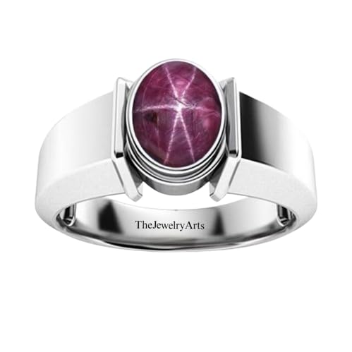 TheJewelry Arts Man Star Ruby Ring, Wedding Ring, Natural Star Ruby Ring, 925 Silver Ring, Stackable Ring, Birthstone Ring, Anniversary Gift Ring