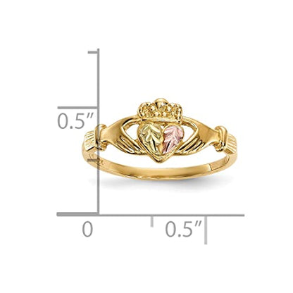 10k Yellow Gold Claddagh Ring, 12k Pink and Green Black Hills Gold Size 8