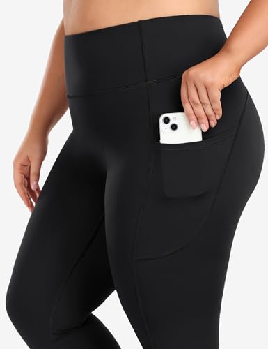 Heathyoga X-6XL Plus Size Leggings for Women with Pockets Tummy Control Plus Size Yoga Pants High Waist Workout Clothes Black