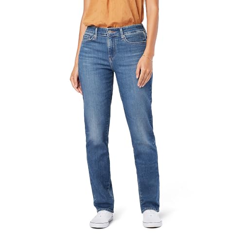 Levi Strauss Signature Gold Women's Modern Straight Jeans Mid-Rise Stretch Denim (Available in Plus Size), Mystic Waters, 12 Short