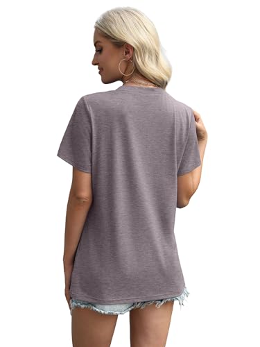 Plus Size Shirts for Women Short Sleeve Casual Tops Trendy Summer Clothes Beach Fashion Coffee Grey 2XL