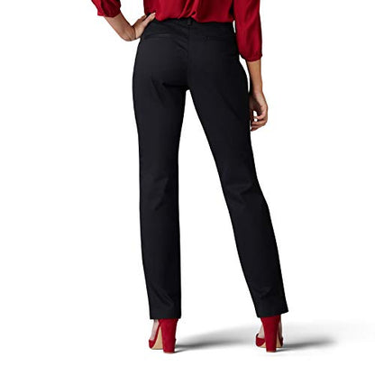 Lee Women's Wrinkle Free Relaxed Fit Straight Leg Pant, Black, 14, 46375