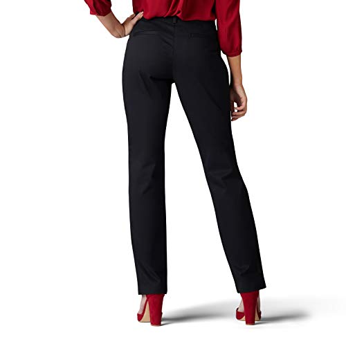 Lee Women's Wrinkle Free Relaxed Fit Straight Leg Pant, Black, 14, 46375