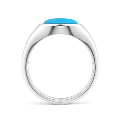 Angara Natural Oval 4.82 ct Turquoise Men’s Signet Ring in Sterling Silver for Men (Size-14x11mm) | December Birthstone Jewelry | Ring Size-10.5 mm