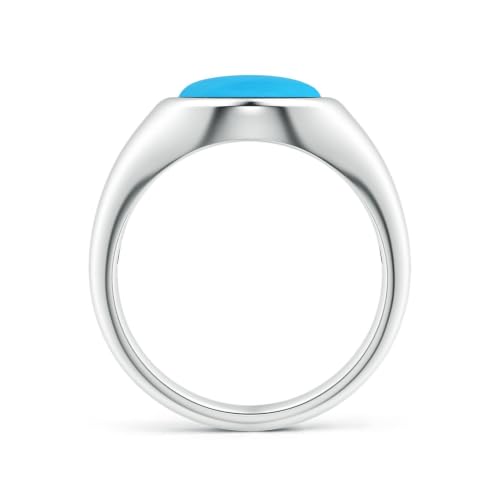 Angara Natural Oval 4.82 ct Turquoise Men’s Signet Ring in Sterling Silver for Men (Size-14x11mm) | December Birthstone Jewelry | Ring Size-10.5 mm