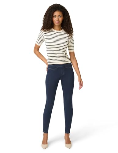 No nonsense Women's Classic Denim Leggings with Real Back Pockets, Elastic Waist, High Waisted - Stretchy & Trendy Jeans - Dark Denim - Medium
