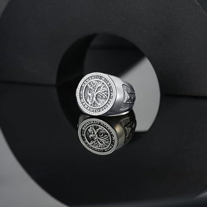 SIMONLY Memento Mori Ring for Men 925 Sterling Silver Tree of Life Jewelry Gothic Oxidized Skull Memento Vivere Amulet Jewelry Gifts Size 13