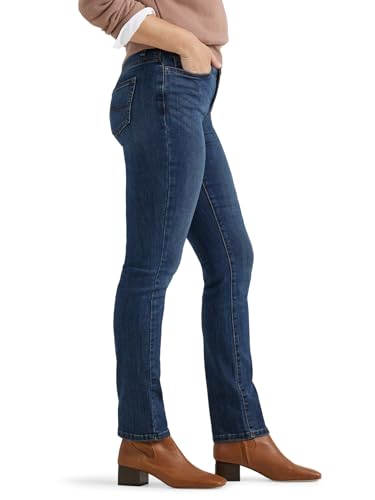 Lee Women's Ultra Lux Comfort with Flex Motion Straight Leg Jean, Royal Chakra, 12 Short