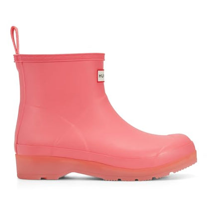 Hunter Women's PLAY Short Translucent Boot, Pink, 7 Medium
