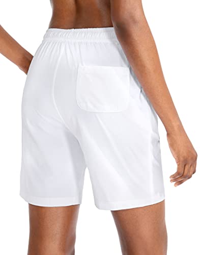 G Gradual Women's Bermuda Shorts Jersey Shorts with Deep Pockets 7" Long Shorts for Women Lounge Walking Athletic (White, X-Large)