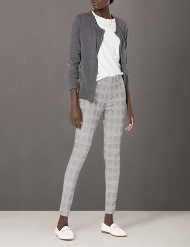 Amazon Essentials Women's Pull-On Mid Rise Stretchy Knit Jegging (Available in Plus Size), Black Grey Glen Plaid, Large