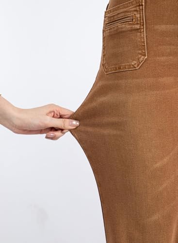 Sidefeel Women's Wide Leg Jeans Woman Fall Outfit Trendy Stretchy High Waisted Straight Leg Denim Pants Brown Size 8