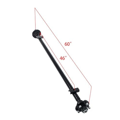 Thomletha Trailer Axle 2000 lbs Axle Beam 5 Lug Trailer Axle 60 inch Hub Face 46 inch Spring Center